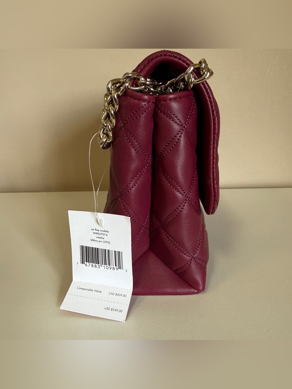 Kate spade Quilted Shoulder Bag in Deep Berry with Gold Hardware - Picture 14 of 17